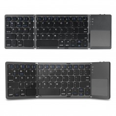Black Layout Foldable Bt Wireless Folding  Keyboard Qwerty  Touch Pad Wireless Keyboard